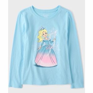 NWT:  Girls Light Blue Princess Graphic  Long Sleeve Tee (Small 5-6)